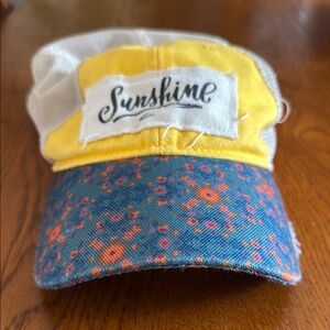 Natural Life Sunshine Yellow and Blue Floral Cap